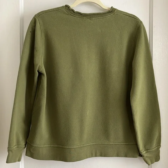 Basic Editions Size Small Vintage Embroidered Floral Sweatshirt in Olive Green - Picture 3 of 11